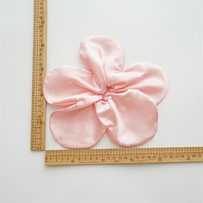 DINPREY Cute Big Flower Hair Scrunchies for women, Floral Hair Ties Flower Hair bands Scrunchies Ponytail Holders Floral Headbands Accessories for Girls (Pink Green Purple) - Image 2